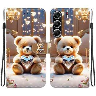 For Tecno Camon 40 Pro Crystal Texture Colored Drawing Leather Phone Case(Diamond Bear)