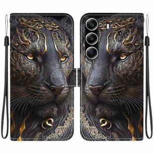 For Tecno Camon 40 Pro Crystal Texture Colored Drawing Leather Phone Case(Black Gold Lion)