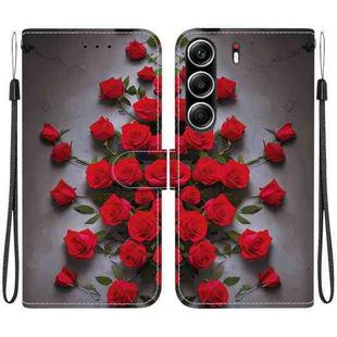 For Tecno Camon 40 Pro Crystal Texture Colored Drawing Leather Phone Case(Red Roses)