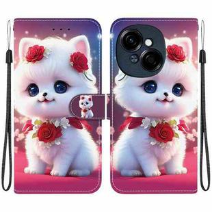 For Tecno Pop 9 4G / Spark Go 1 Crystal Texture Colored Drawing Leather Phone Case(Rose Cat)