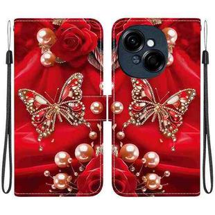 For Tecno Pop 9 4G / Spark Go 1 Crystal Texture Colored Drawing Leather Phone Case(Pearl Butterfly Rose)