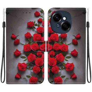 For Tecno Pop 9 4G / Spark Go 1 Crystal Texture Colored Drawing Leather Phone Case(Red Roses)