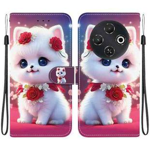 For Tecno Pop 9 5G / Spark 30C 5G Crystal Texture Colored Drawing Leather Phone Case(Rose Cat)