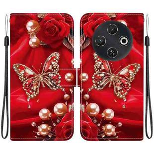 For Tecno Pop 9 5G / Spark 30C 5G Crystal Texture Colored Drawing Leather Phone Case(Pearl Butterfly Rose)