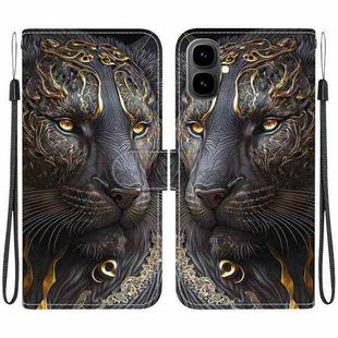For Tecno Pop 10 / Spark Go 2 4G Crystal Texture Colored Drawing Leather Phone Case(Black Gold Lion)