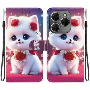 For Tecno Spark 20 Pro 4G Crystal Texture Colored Drawing Leather Phone Case(Rose Cat)