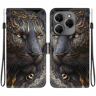 For Tecno Spark 20 Pro 4G Crystal Texture Colored Drawing Leather Phone Case(Black Gold Lion)