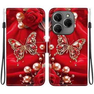 For Tecno Spark 20 Pro 4G Crystal Texture Colored Drawing Leather Phone Case(Pearl Butterfly Rose)