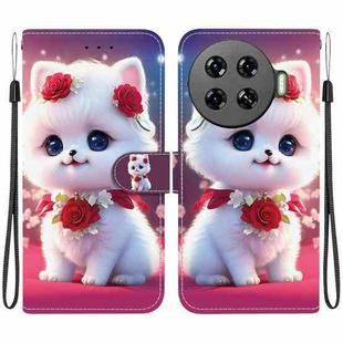 For Tecno Spark 20 Pro+ Crystal Texture Colored Drawing Leather Phone Case(Rose Cat)