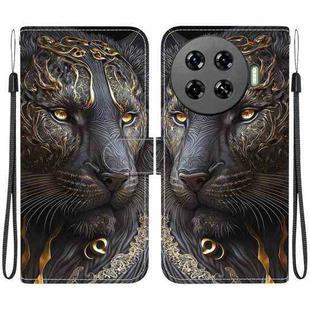 For Tecno Spark 20 Pro+ Crystal Texture Colored Drawing Leather Phone Case(Black Gold Lion)