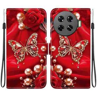For Tecno Spark 20 Pro+ Crystal Texture Colored Drawing Leather Phone Case(Pearl Butterfly Rose)