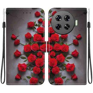 For Tecno Spark 20 Pro+ Crystal Texture Colored Drawing Leather Phone Case(Red Roses)