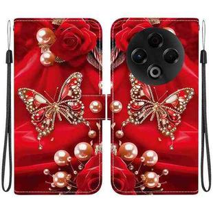 For Tecno Spark 30 4G Crystal Texture Colored Drawing Leather Phone Case(Pearl Butterfly Rose)