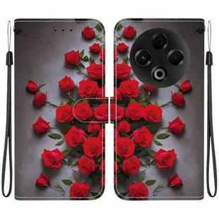 For Tecno Spark 30 4G Crystal Texture Colored Drawing Leather Phone Case(Red Roses)