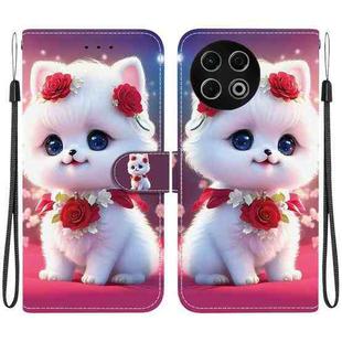 For Tecno Spark 30 Pro Crystal Texture Colored Drawing Leather Phone Case(Rose Cat)