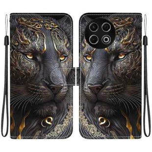 For Tecno Spark 30 Pro Crystal Texture Colored Drawing Leather Phone Case(Black Gold Lion)