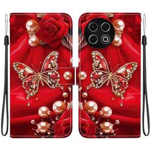 For Tecno Spark 30 Pro Crystal Texture Colored Drawing Leather Phone Case(Pearl Butterfly Rose)