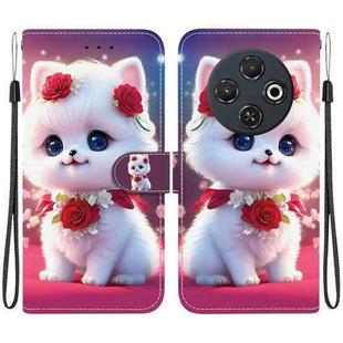 For Tecno Spark 30C 4G Crystal Texture Colored Drawing Leather Phone Case(Rose Cat)