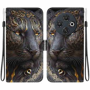 For Tecno Spark 30C 4G Crystal Texture Colored Drawing Leather Phone Case(Black Gold Lion)