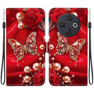 For Tecno Spark 30C 4G Crystal Texture Colored Drawing Leather Phone Case(Pearl Butterfly Rose)