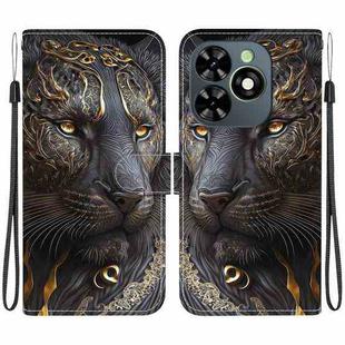 For Tecno Spark Go 2024 / Spark 20 / Spark 20C Crystal Texture Colored Drawing Leather Phone Case(Black Gold Lion)