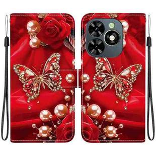 For Tecno Spark Go 2024 / Spark 20 / Spark 20C Crystal Texture Colored Drawing Leather Phone Case(Pearl Butterfly Rose)