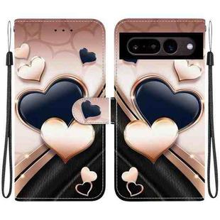 For Google Pixel 7 Crystal Texture Colored Drawing Leather Phone Case(Love Heart)