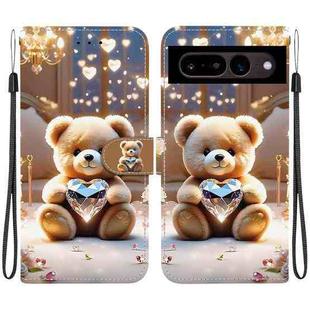 For Google Pixel 7 Crystal Texture Colored Drawing Leather Phone Case(Diamond Bear)