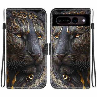 For Google Pixel 7 Crystal Texture Colored Drawing Leather Phone Case(Black Gold Lion)