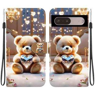 For Google Pixel 7 Pro Crystal Texture Colored Drawing Leather Phone Case(Diamond Bear)