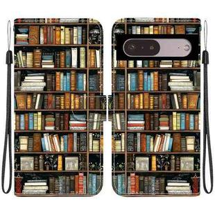 For Google Pixel 7 Pro Crystal Texture Colored Drawing Leather Phone Case(Bookshelf)