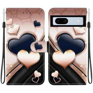 For Google Pixel 7a Crystal Texture Colored Drawing Leather Phone Case(Love Heart)