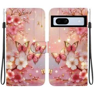 For Google Pixel 7a Crystal Texture Colored Drawing Leather Phone Case(Lantern Butterflies)