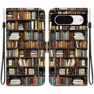 For Google Pixel 8 Crystal Texture Colored Drawing Leather Phone Case(Bookshelf)
