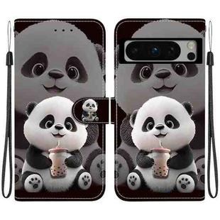 For Google Pixel 8 Pro Crystal Texture Colored Drawing Leather Phone Case(Milk Tea Bear)