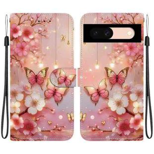 For Google Pixel 8a Crystal Texture Colored Drawing Leather Phone Case(Lantern Butterflies)