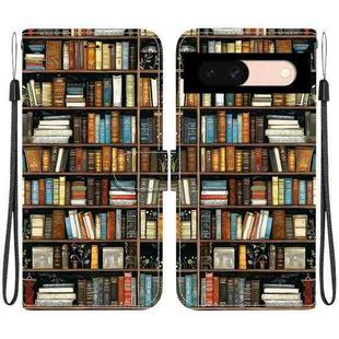 For Google Pixel 8a Crystal Texture Colored Drawing Leather Phone Case(Bookshelf)