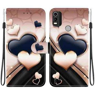 For Nokia C21 Plus Crystal Texture Colored Drawing Leather Phone Case(Love Heart)