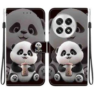 For OnePlus 13 Crystal Texture Colored Drawing Leather Phone Case(Milk Tea Bear)