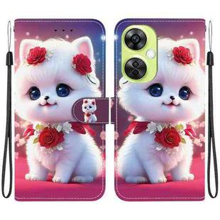 For OnePlus Nord CE 3 Lite / Nord N30 Crystal Texture Colored Drawing Leather Phone Case(Rose Cat)