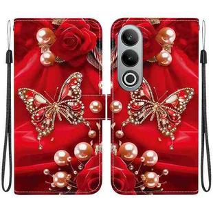 For OnePlus Nord CE4 Crystal Texture Colored Drawing Leather Phone Case(Pearl Butterfly Rose)