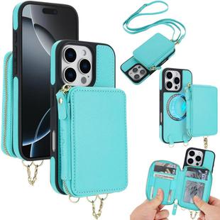 For iPhone 16 Pro Max AwQuer 2 in 1 Crossbody Wallet Leather Back Phone Case(Light Green)