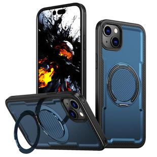 For iPhone 15 kalebol Metal 360 Degree Rotation Holder MagSafe Phone Case(Navy Blue)