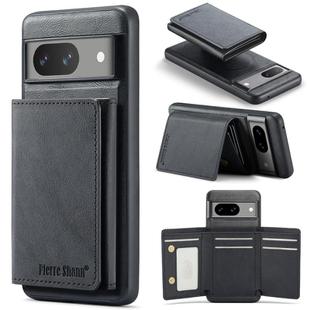 For Google Pixel 7a Fierre Shann 2 in 1 Holder RFID Card Slot Wallet MagSafe Phone Case(Black)