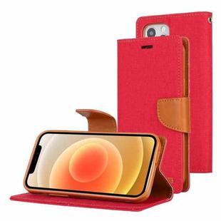 For iPhone 12 / 12 Pro GOOSPERY CANVAS DIARY Cross Texture Horizontal Flip Leather Case with Card Slots & Wallet & Holder(Red)