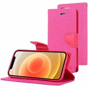 For iPhone 12 / 12 Pro GOOSPERY CANVAS DIARY Cross Texture Horizontal Flip Leather Case with Card Slots & Wallet & Holder(Rose Red)