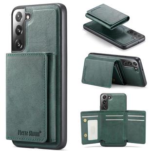 For Samsung Galaxy S22 5G Fierre Shann 2 in 1 Holder RFID Card Slot Wallet MagSafe Phone Case(Green)