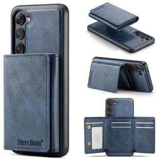For Samsung Galaxy S23+ 5G Fierre Shann 2 in 1 Holder RFID Card Slot Wallet MagSafe Phone Case(Blue)