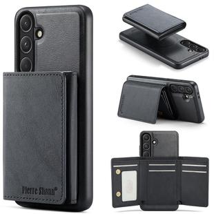 For Samsung Galaxy S24 FE 5G Fierre Shann 2 in 1 Holder RFID Card Slot Wallet MagSafe Phone Case(Black)