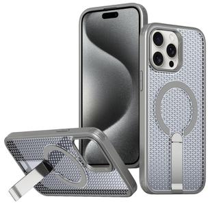 For iPhone 15 Pro Max kalebol Honeycomb Cooling MagSafe Holder Phone Case(Titanium Grey)